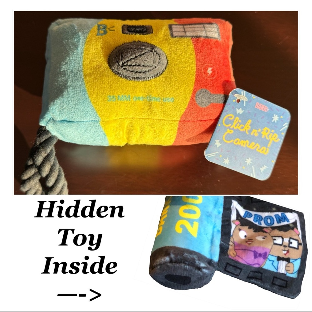Rare BARK BOX Click n’Rip Camera Dog Toy